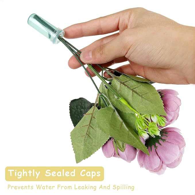 400-Pack Floral Water Tubes for Flower Arrangements, 1.6 Inch Flower Water Vials with Caps, Plastic Rose Water Tubes for Milkweed Stem Cuttings Arrangements, Blue (0.7 Inch Opening)