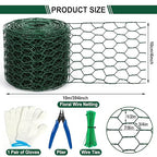 Floral Wire Netting, 4 x 394 Inch Flower Mesh Netting, Chicken Wire for Floral Arrangement, Galvanized Hexagonal Chicken Wire Fence with Plier Gloves, Protect Plant & Decorate Flower Arch, DIY Craft