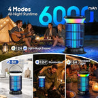 Solar Bug Zapper Outdoor – Powerful Electric Bug Zapper with 4-in-1 Modes, Cordless & Rechargeable Insect Zapper, IP66 Waterproof Mosquito Zapper for Camping & Indoor Use