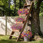 Ammyoo Artificial Flowers for Outdoors Spring Decoration, 12 Bundles Fake Flower Daisy with Realistic Eucalyptus Leaves, Faux Plants for Greenery Boxwood Porch Patio Garden Pot Lawn