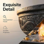GOSSI Outdoor Water Fountain with Led Light Decorative Pedestal Bowl Design with River Stones Home Decoration, Modern Garden Fountain for Patio Decor
