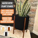 Fox & Fern Large 12 Inch Black Plant Pot — Premium Lightweight Fiberstone Matte Black Planter w Drainage Plug, Large Indoor & Outdoor Planter; 12 Inch Pots for Plants, Weather Resistant & UV Resistant