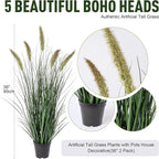Artificial Cattail Reed Grass Plants Indoor ，Faux Cattail Grass Plant Artificial Plant Grass Outdoor,Fake Grass Tall Green Onions Fake Plant， Living Room Kitchen Office Decor (36“ 2 Pack)