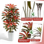 Artificial Red Dracaena Tree - 5FT Tall Fake Plants with White Tall Planter - Artificial Plants Indoor Floor Plant in Pot - Large Tropical Fake Yucca Potted Tree for Home Office Living Room Decor