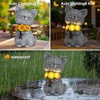 Solar Garden Statues Cat with Daisy and LED Lights Birthday Gifts for Women Mom Grandma Solar Outdoor Cat Decor for Outside,Outdoor Solar Lights for Yard, Garden and Patio, Unique Gift for Women