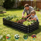 Galvanized Raised Garden Bed - Modular Garden Planter Bed Outdoor | Steel Raised Bed Kit with Bracing Rods, Gloves for Gardening Vegetables Fruits and Flowers (5x3x1ft (1Pack) Gray)