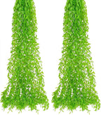 PASYOU Artificial Hanging Vines, Fake Simulation Weeping Willow Plants Decor Greenery Leaves Ivy for Wedding Indoor Outdoor Home Garden Balcony Patio Planter Filler DIY Decoration - Green 10 Pack