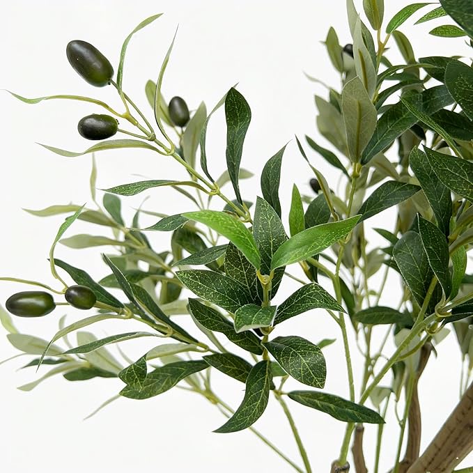 7FT Artificial Olive Tree,84 Inch Faux Olive Tree with Black Base Pot- Fake Olive Plant Potted - Artificial Silk Tree for Home Office Living Room Corner Decor Indoor-1 Pack