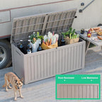 PatioZen 200 Gallon Resin Deck Box, Lockable Patio Outdoor Storage Box for Furniture, Garden Tools and Tools Storage, Waterproof Outside Storage Boxes - Grey