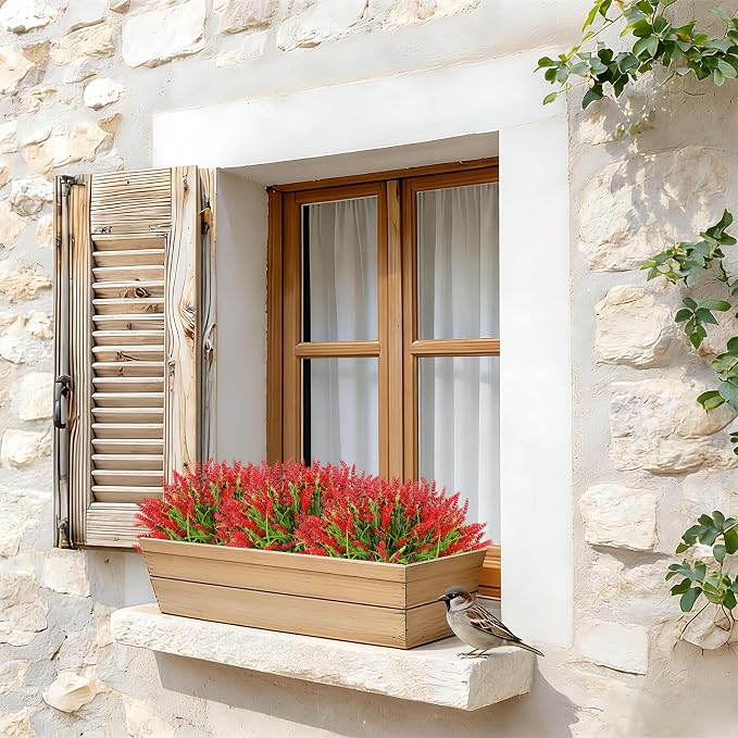 Faux Flowers for Outdoor Planters – 20 Bundles Fake Plants Outdoor, UV Resistant Artificial Plants & Flowers with Fake Monkey Grass, Faux Outdoor Plants for Porch Patio Garden Decor