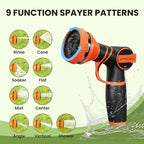 Giraffe Tools Non-Expandable Garden Hose 50FT 1/2” Lightweight Flexible Water Hoses Burst 600 psi with 9 Spray Function Nozzle Heavy Duty Hose