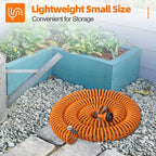 SPECILITE 3/8” Lightweight Coil Garden Hose 100 FT, EVA Retractable Curly Water Pipe with 6-Pattern Spray Nozzle for Boat, Greenhouse, Yard, Patio (Orange)