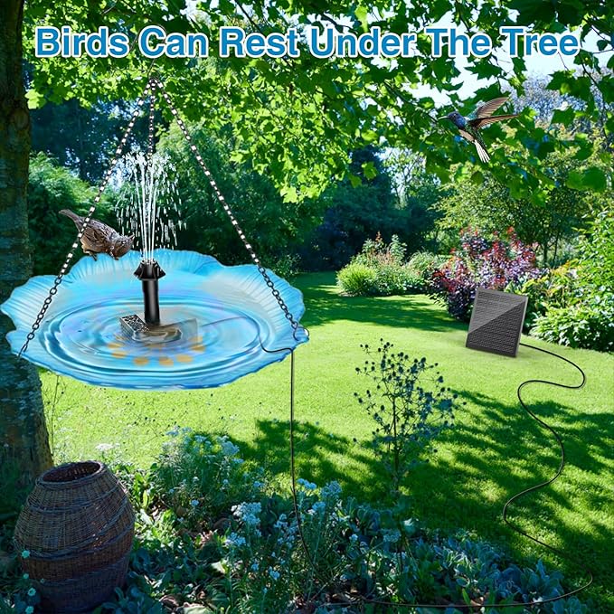 Jutai Solar Fountain Kit with Holder Glass Panel - No Battery, DIY Mini Solar Water Pump Works in Shadow with Sucker for Bird Bath, Hummingbird, Water Feature, Outdoor, 9.84ft Power Cord, 8 Nozzles