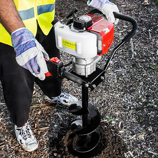 XtremepowerUS 2.3HP Post Hole Digger V-Type Gasoline 2-Stroke 55cc Auger Earth Fence Hole Digger Digging Drill for Fence, Farmland and Garden (Powerhead Only)
