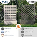 Metal Raised Garden Bed with Trellis & Privacy Screen, 71.5"x47"x16" Galvanized Metal Planter Box with Wheels & Drainage Holes for Patio Balcony Climbing Plants Flowers Vegetable, White