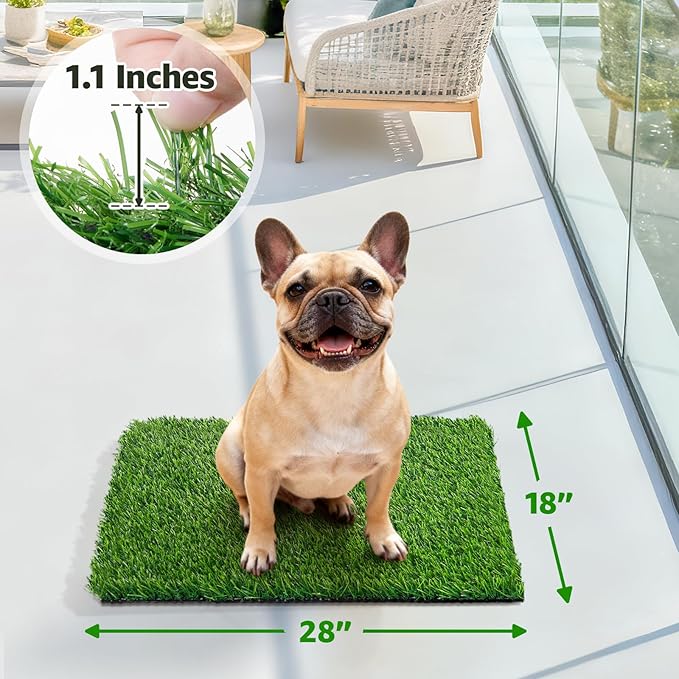 Artificial Turf Grass Outdoor: Grass Pad for Dogs Indoor Potty Training, Replacement Turf Rug for Patio Balcony Lawn Apartment Decoration, Easy to Clean with Drainage Holes(18x28 inch)