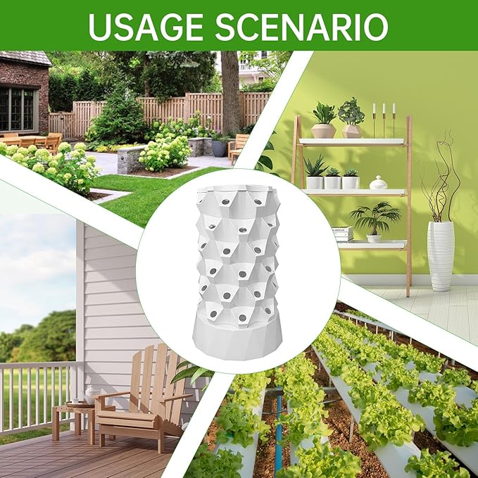 Hydroponic Tower, 14-Layer Hydroponics Growing System Kit with 70 Slots, Vertical Garden System with 20L Water Tank and Pump for Indoor Outdoor Home, Balcony & Patio (48 Slots)