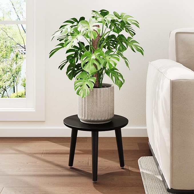 Leaf&lull Black Plant Stand Indoor Small Plant Table for Large Plants Wood Plant Stool Tall Plant Holder for Living Room Bedroom Balcony
