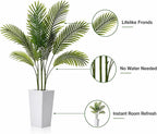 Garvee 4.3FT Artificial Palm Tree, Tall Faux Tropical Areca Plants with White Tall Planter, Fake Potted Tree with Lifelike Leaves for Indoor Living Room Bedroom Home Office Decor