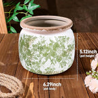 Dosayes Flower Pot,Vintage Ceramic Pot for Planter with Drainage Holes, 6.29 inch Ice Crack Glazed Indoor Planters Pot for Indoor,Tucan Home Decor,Gardening Gifts,Green (Traditional)