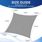 RoomHacks 12'x12' Sun Shade Sail, UV Protection Outdoor Shade, Curved Tear Resistant Heavy Duty Sun Shade for Patio Garden, Backyard, Deck, Car Port, Playground, (Grey)