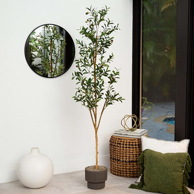 Artificial Potted Olive Tree - 6' - Green