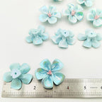 10 PCS 3D Flower Ceramic Tiles,1.6" Handmade Procelain Ceramic Flowers for Artwork,Fish Tank,Vases,Living Room, Dining Table,Office, Home Floral Decor (Single-Flowered Iridescent Blue)