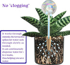 HyJeryty Non-Clogging Iridescent 3 Pack Ball Plant Watering Globes with Terracotta Spikes, Hand Blown Glass Self Watering Planter Insert Plant Watering Devices Bulbs for Indoor and Outdoor Plants