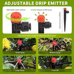 60 Pcs Quick-Connect Drip Irrigation Emitters for 1/4 inch Irrigation Tubing 360 Degree Adjustable Water Flow Drip Irrigation Heads Irrigation Drippers for Potted Plants Flower Raised Bed Vegetable