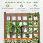 Byroce Outdoor Raised Garden Bed, Garden Planter Box with Lattice Trellis, Legs & Drainage Hole, 2-Tier Standing Elevated Planter for Flower, Fruit, Vegetable & Climbing Plants in Patio, Balcony (1)