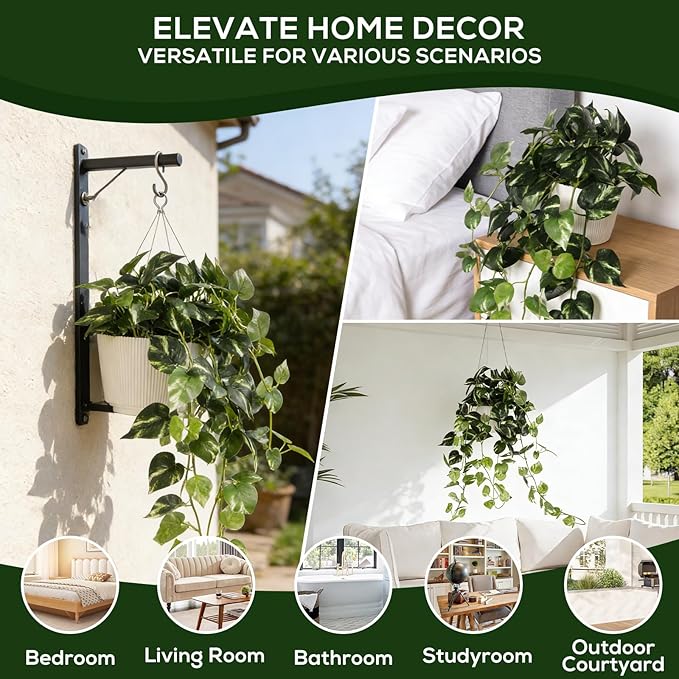 Fake Plants,Artificial Plants Indoor Faux Silk Hanging Pothos Fake Plants for Home Decoration, Low Cost and Easy Maintenance