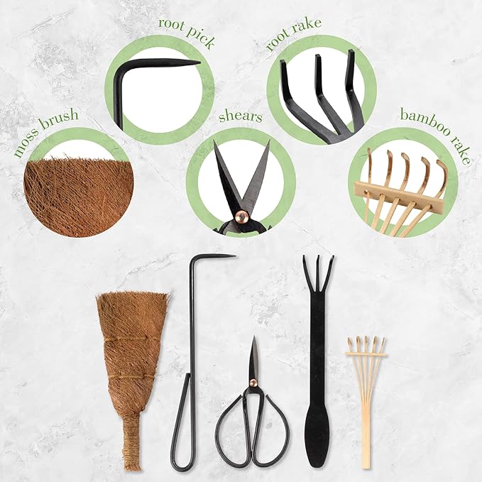 BambooMN Bonsai Tool Kit 5pc Basic Care Set - 30 Sets