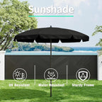TAVATA Patio Dining Set with Umbrella, Patio Table and Chairs Set with Round Glass Table, 4 Folding Chairs, 6 Piece Outdoor Furniture Sets for Garden, Lawn, Backyard, Deck (Black)