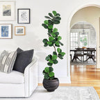 GarveeHome Fiddle Leaf Fig Artificial Tree with White Planter,7 ft Faux Plants Indoor with Moss, Fake Rubber Tall Fake Floor Plant in Pot - Artificial Trees for Home Office Living Room Decor