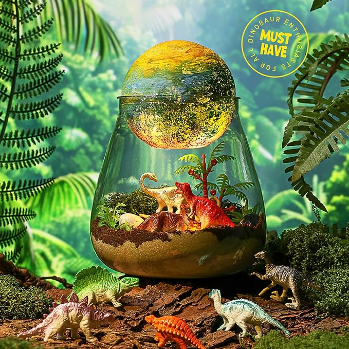 LAOESE Dinosaur Terrarium Kit for Kids - Dino Kid Crafts with DIY Moon Lamp Kit - Birthday Gifts for Boys Ages 4 5 6 7 8-12 Year Old - Arts and Crafts for Boy and Kids