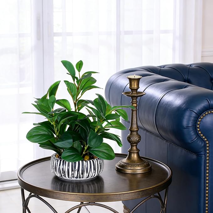 NASAMA Realistic Artificial Potted Plant, Faux Indoor Greenery for Home Office Living Room Bookshelf Bathroom Decor, Low--Maintenance Space-Saving Fake Plants with Modern Decorative Vase