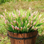 20 Bundles Artificial Plants Outdoor, UV Resistant Fake Flowers， Realistic Faux Lavender Shrubs for Porch Garden Window Box Home Decoration (Pink)