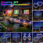 btfarm 2 Pack Solar Garden Lights Outdoor 8 Modes, 120 LED Firework Lights Solar Powered, Waterproof Twinkle Fairy Light Outside for Yard Pathway Lawn Pool Patio Christmas Decorative, Multicolor