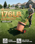 Plant Caddy with Wheels, USA Original Patent, Foldable Plant Dolly Cart with Adjustable Grabbing Arm and Strap, 176 Lbs Heavy Duty Plant Cart for Plant Pots, Indoor & Outdoor Use (Orange)