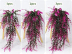 RECUTMS Fake Monkey Plants Hanging Eucalyptus Vines Fake Vines Faux Hanging Plants for Outdoor Garden Yard Backdrop Decor Indoor Room Table Wall Home Hanging Decoration(Fuchsia)