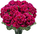 6 Bundles Artificial Geranium Flowers for Outdoors, Realistic Silk Geraniums Fake Flowers UV Resistant Faux Plants for Porch Front Door Planter Patio Balcony Outside Decor (Fuchsia)