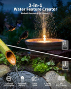 POPOSOAP 12W Solar Fountain Pump with 4200mAh Battery Backup, LED Colorful Lights & Remote Control, Solar Pond Pump for Bird Bath, Fish Tank, Outdoor Garden Water Features P112DL