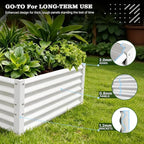 A ANLEOLIFE 6X3X1.5 ft Galvanized Raised Garden Beds Outdoor, Rectangular Metal Planter Box for Planting Vegetables Flowers Herb, Anti-Rust & Easy-Setup, Antique White