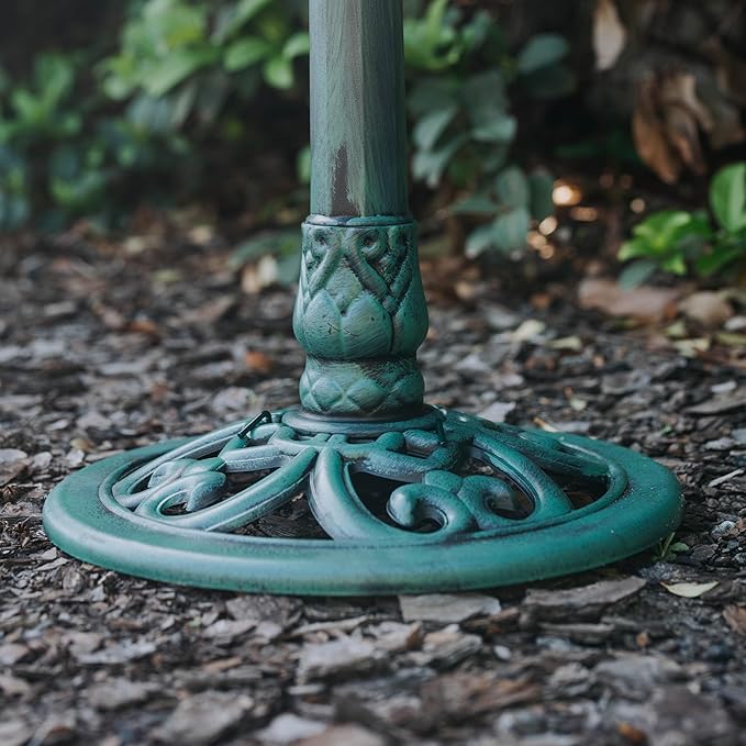 Backyard Expressions Outdoor Garden Bird Bath - Green - Weather Resistant Polyresin - 27 Inch