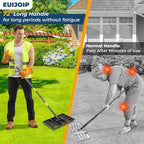 Professional Lawn Leveling Rake with 17x10in Heavy-Duty Stainless Steel Head & 72" Adjustable Handle - Grass Leveling Tool for Quick Soil Grading, Thatch Removal and Yard Maintenance