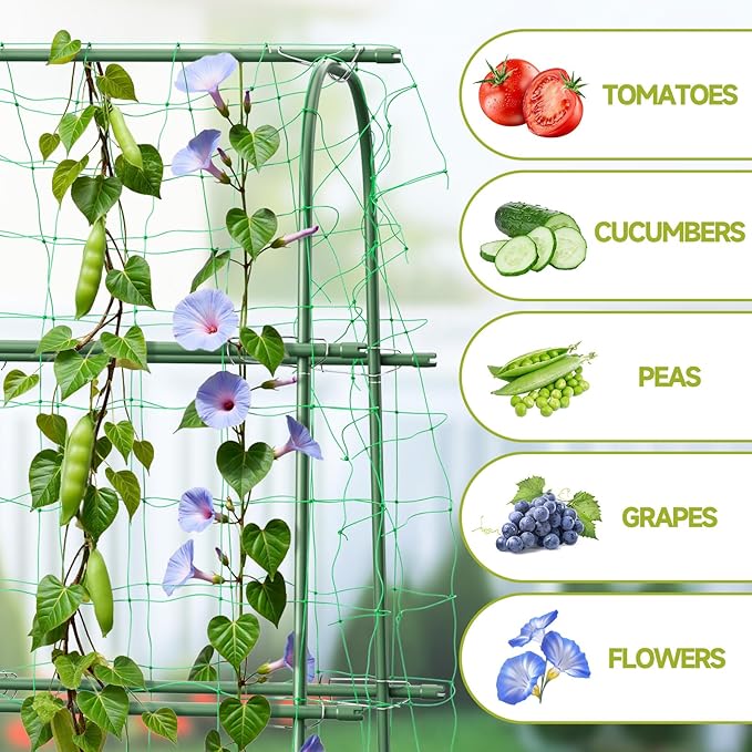 HIRALIY Cucumber Trellis for Climbing Plants Outdoor, 5.6ft Tall Heavy Duty Metal Garden Arch Trellis, Rustproof Plant Support Tunnel for Tomato, Grape, Bean, Raised Bed and Vegetable Gardens, Green