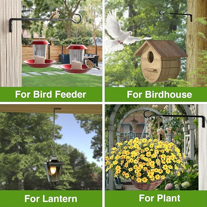 Saffruff 15 Inch 2 Black Pack Heavy Duty Outdoor Plant Hangers, Iron Hanging Plant Brackets for Hanging Plants Outside, Metal Plant Hooks Plant Wall Hooks for Hanging Lantern, Bird Feeder