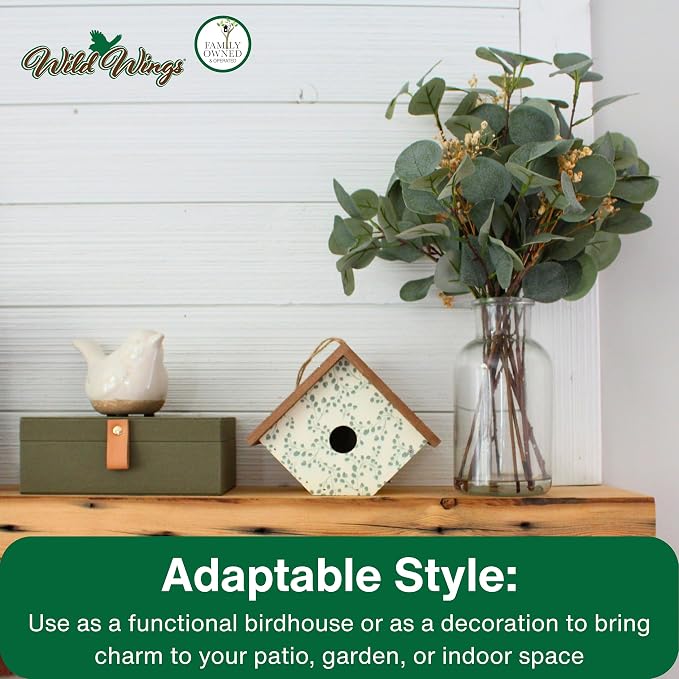 Wild Wings Decorative Wren House Ivy Perch, White