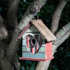 Glitzhome Hanging Bird House for Outdoor, 8.75" H Decorative Pet Cottage Distressed Heart Wooden Birdhouse for Outside, Garden Birdhouse for Bluebird Hummingbird Wren Finch Cardinals Cedar