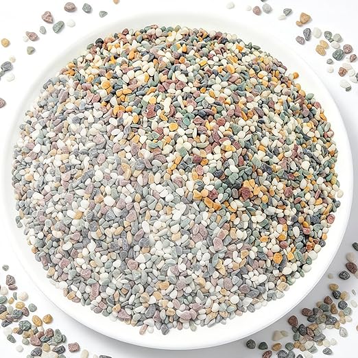 River Rocks,Landscaping Pebbles,Decorative Ornamental Pebbles,Garden Landscaping Stones,Gravel Filler for Home Decoration Flower Bed Fish Tank Plants Vases Succulents (Natural, 10 Pounds)